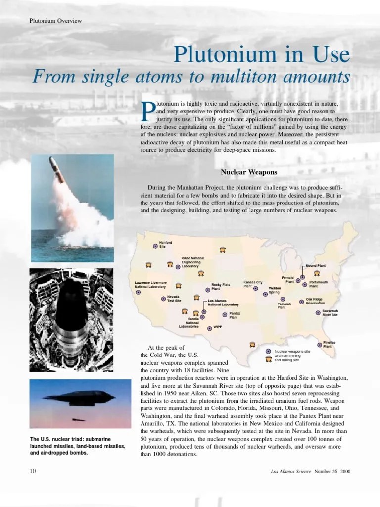 Plutonium in Use Nuclear Reactor Neutron