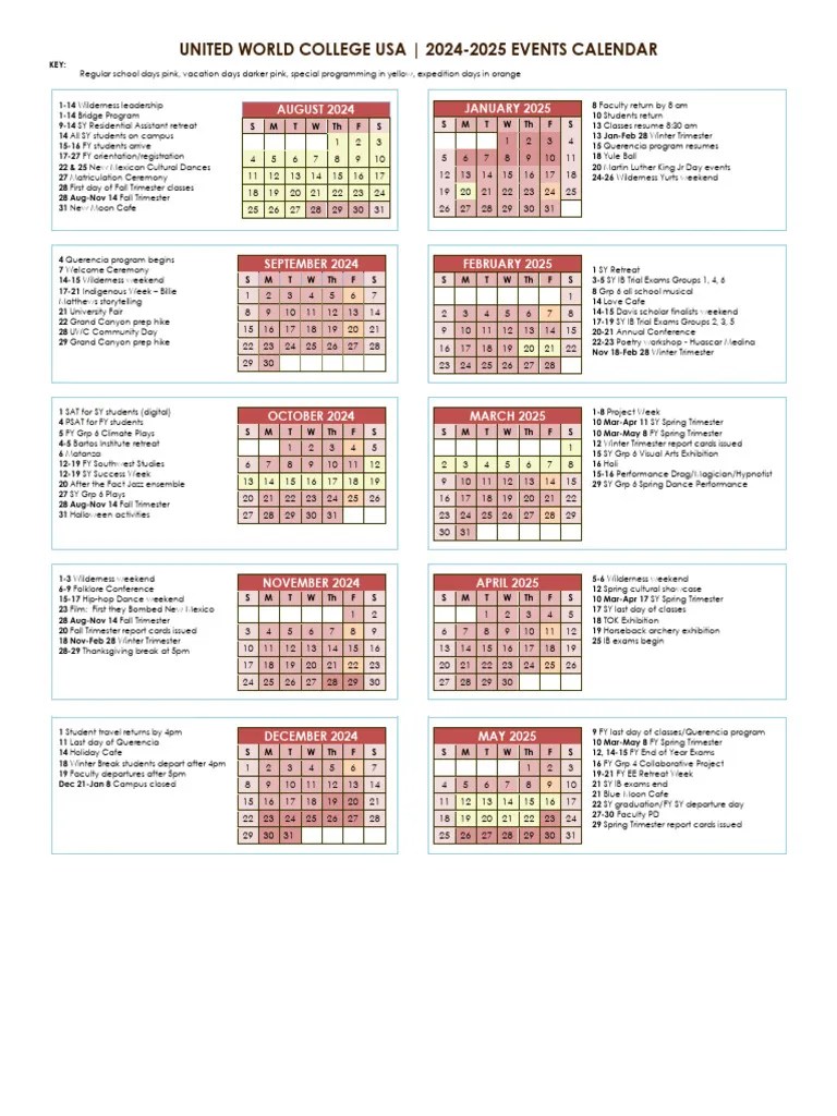 20242025 UWCUSA Events Calendar (Updated 24.8.18) PDF
