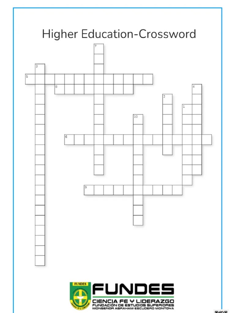 Higher Education- Crossword- Secondary | PDF
