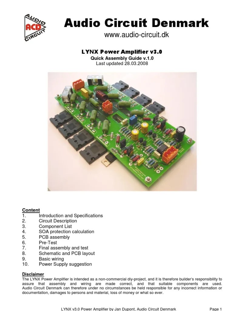 LYNX Audio Amplifier 275W 4 Ohmi PDF Amplifier Operational Amplifier