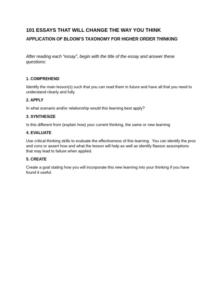 101 Essays That Will Change The Way You Think PDF