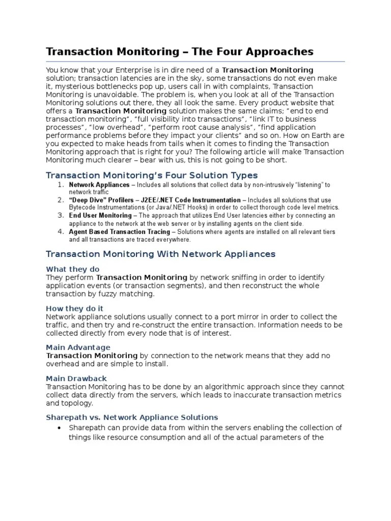 Transaction Monitoring | Operating System | Application Software
