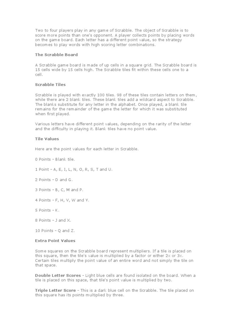 Scrabble Rules Gaming Linguistics