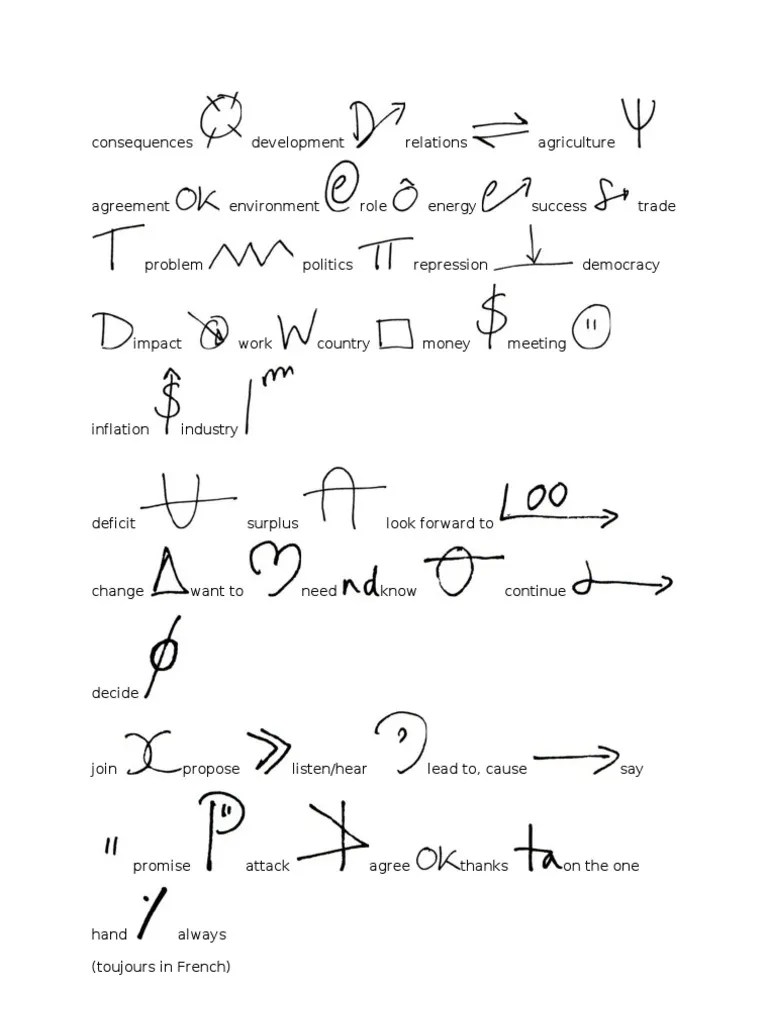 Shorthand Symbols For Note Taking