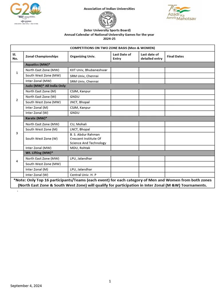 Sports Calendar 202425 PDF