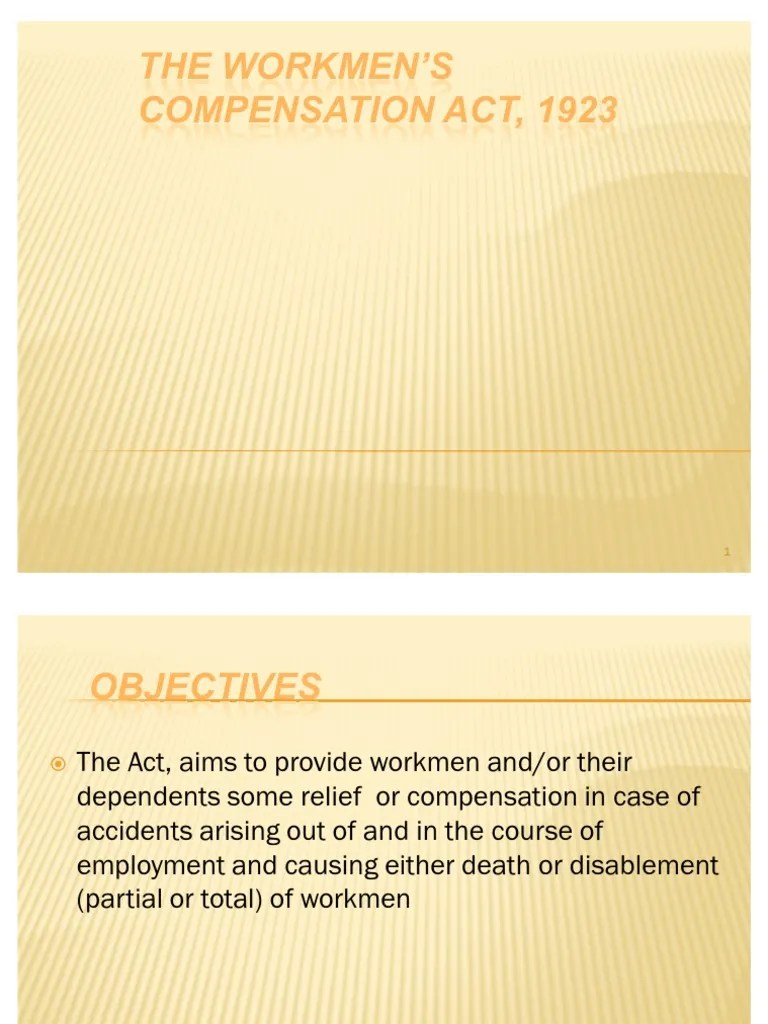 The Workmen's Compensation Act, 1923 PDF Indemnity Employment