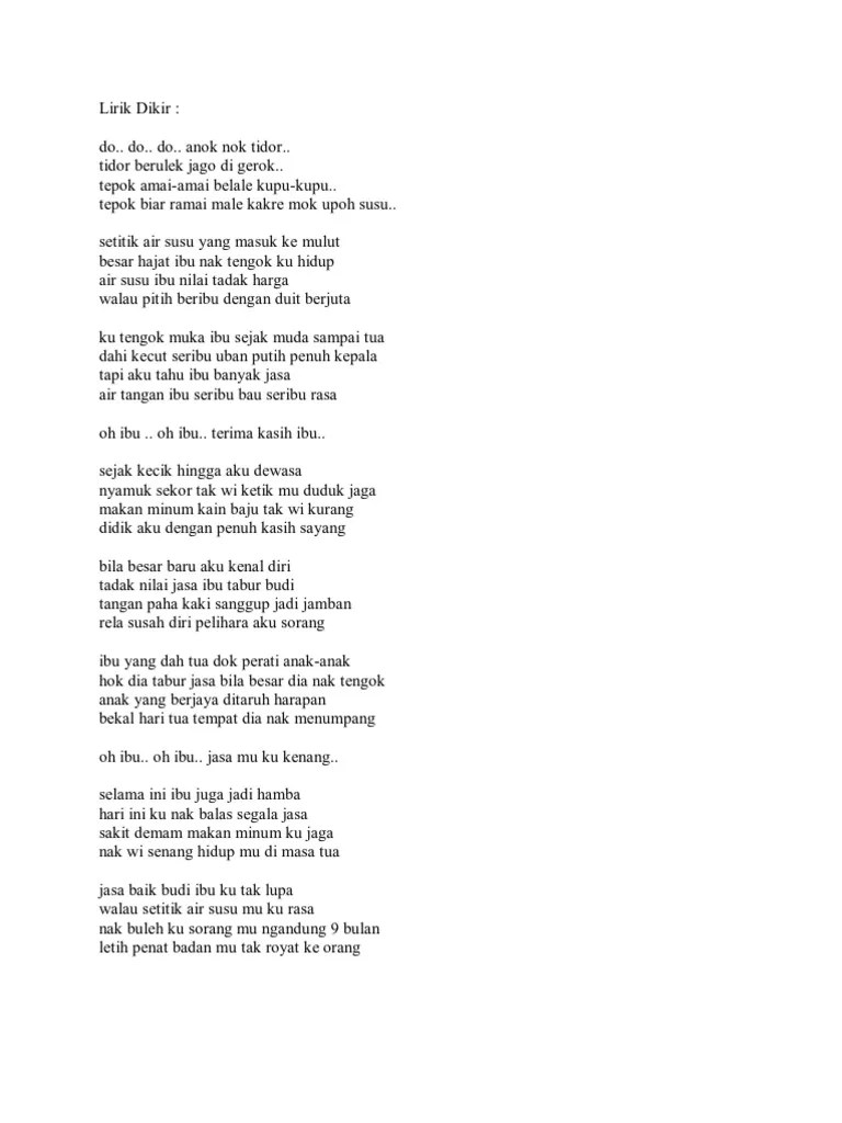 Lirik Dikir Lagu Untuk Ibu | PDF