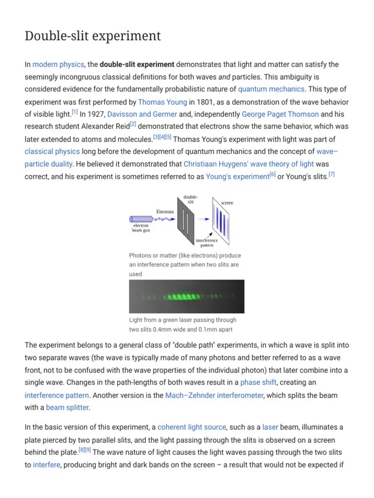 DoubleSlit Experiment Wikipedia PDF Diffraction Many Worlds