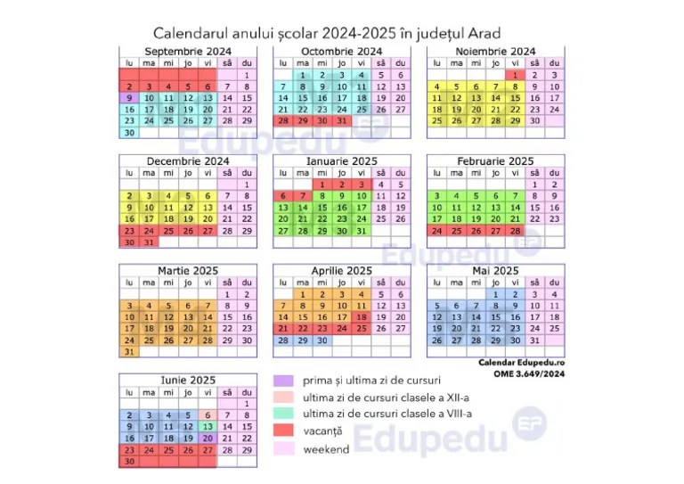 Calendar Scolar 2024 2025 Arad 1 PDF
