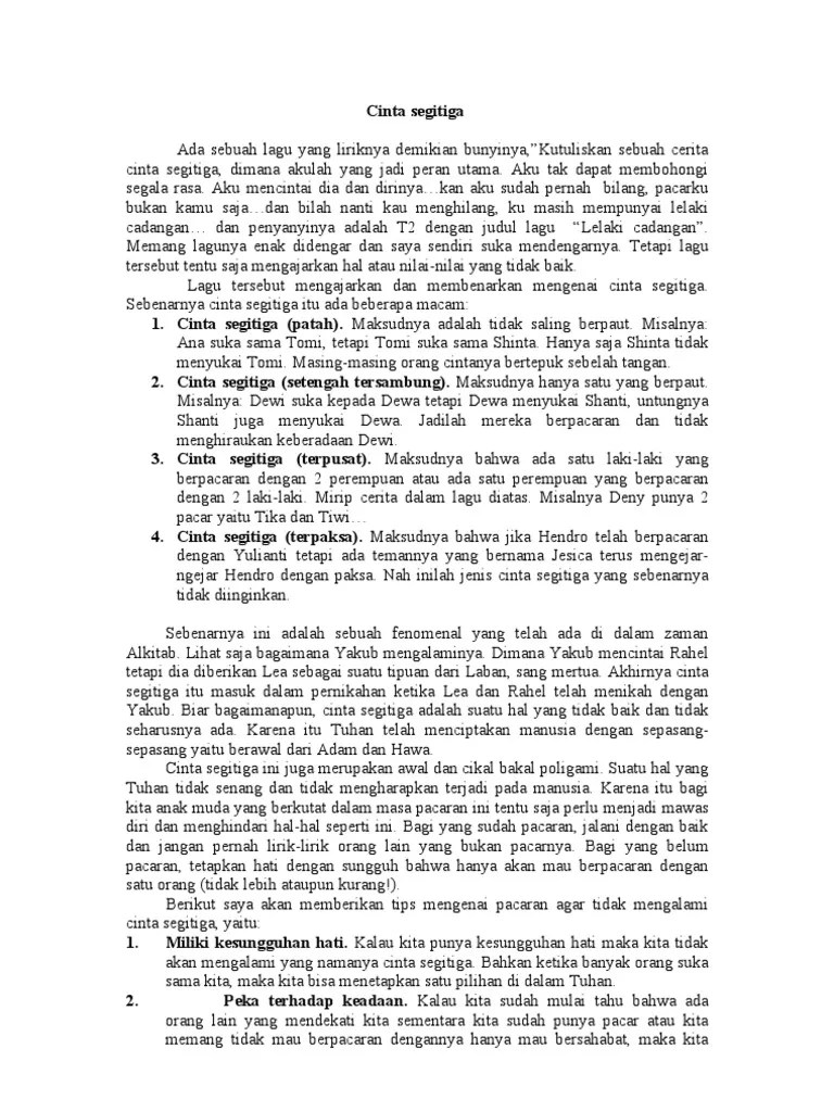 Lirik Lagu Cinta Tiga Segi Original