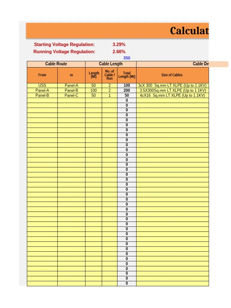 46. Calculate Cable Voltage Drop for Different Size of Cables PDF