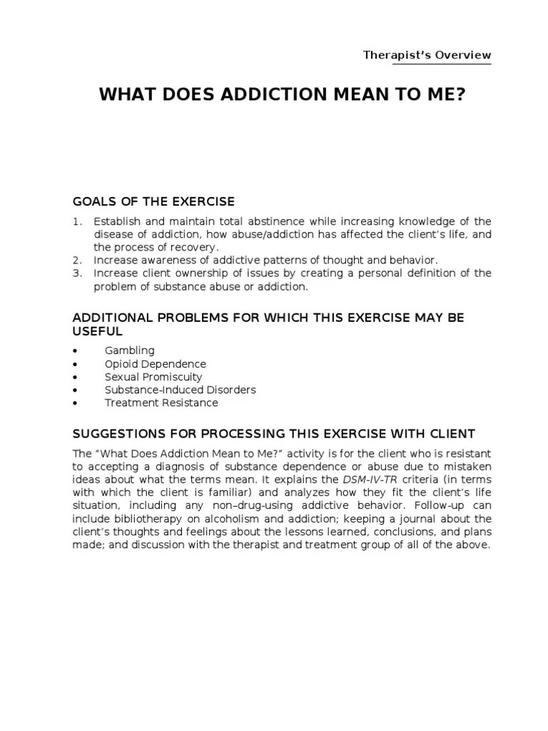 What Does Addiction Mean To Me PDF Substance Dependence Substance