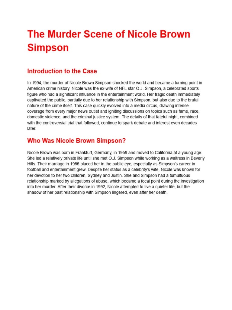 The Murder Scene Of Nicole Brown Simpson Pdf Trials Law