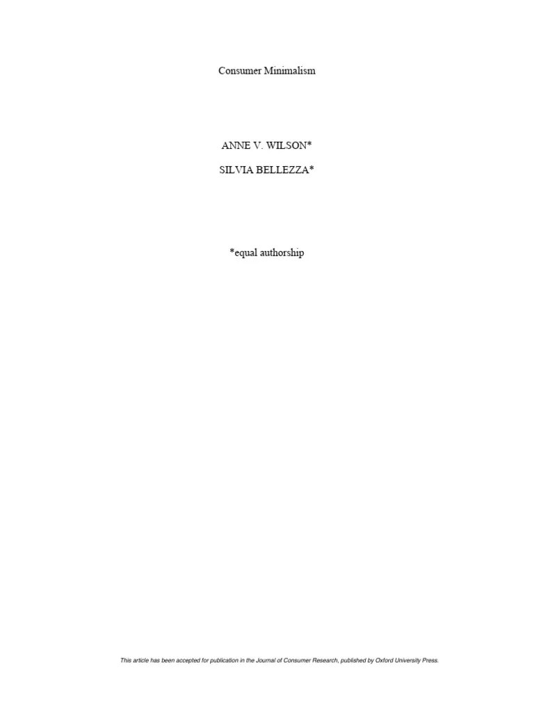 Consumer Minimalism Pdf