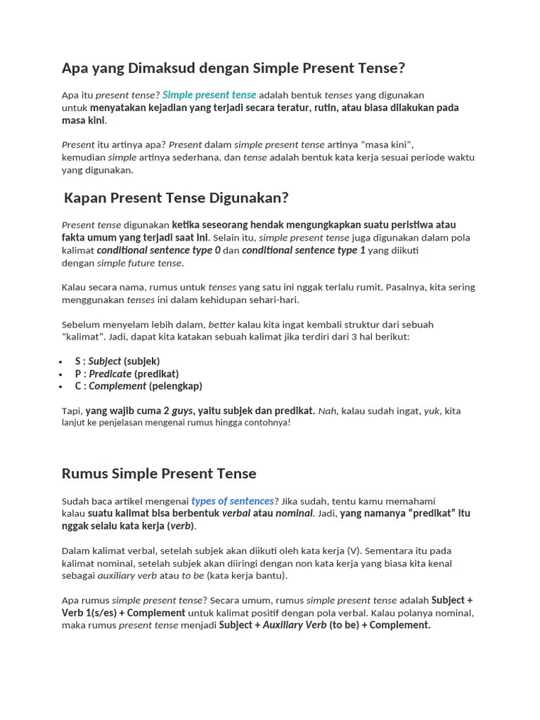 Apa yang Dimaksud dengan Simple Present Tense PDF