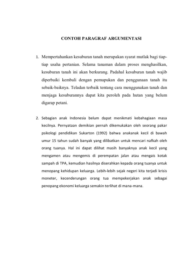 Contoh Paragraf Argumentasi | PDF