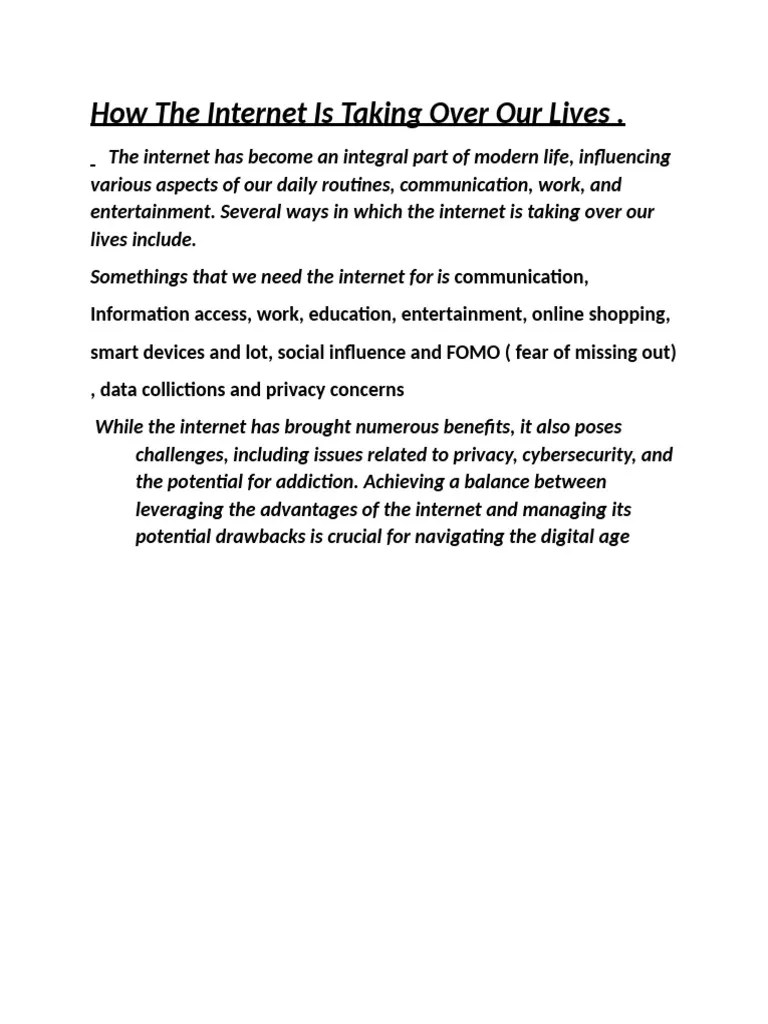 How The Is Taking Over Our Lives PDF Social Science