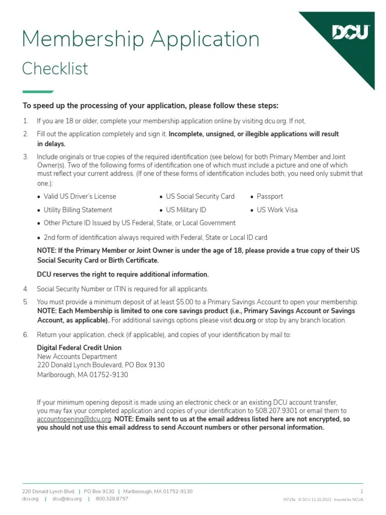 DCU Membership Application Guide | PDF | Federal Deposit Insurance
