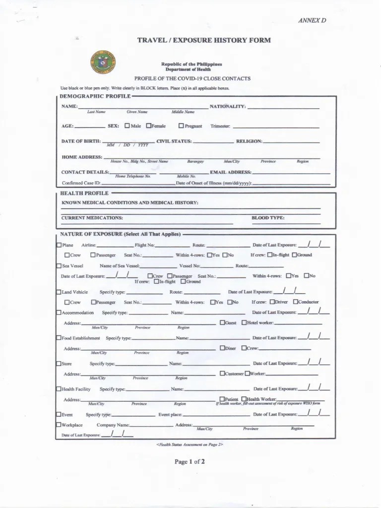 healthdeclarationformandcontacttracing1 PDF