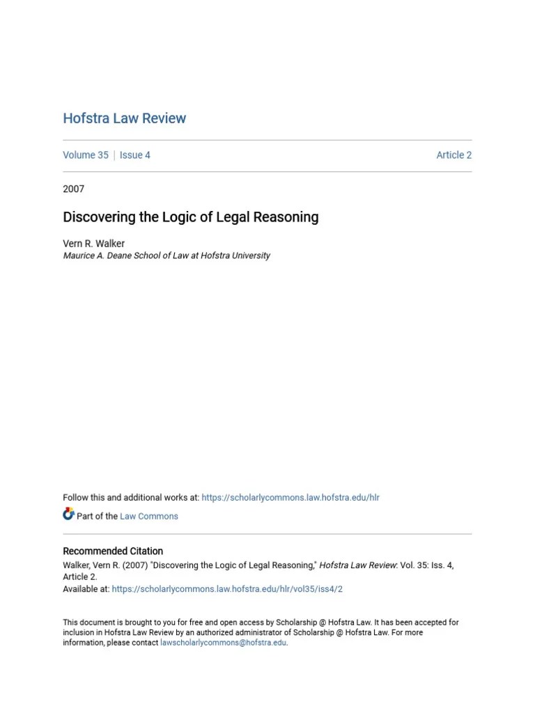 Legal Reasoning Logic Explained PDF Evidence (Law) Logic