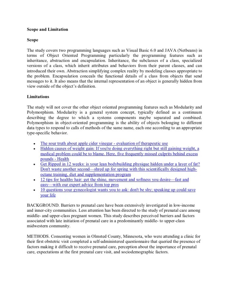 Scope and Limitation