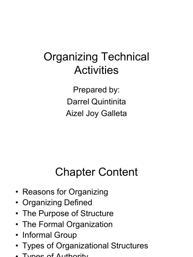 Organizing Technical Activities