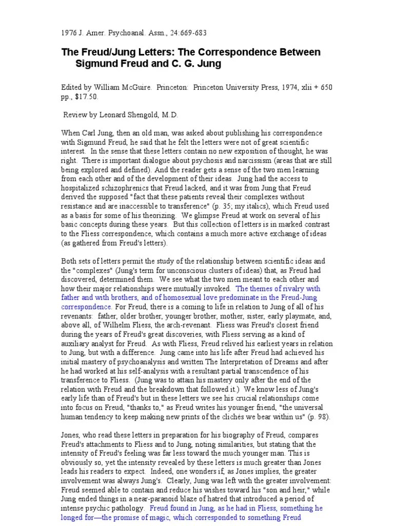 The FreudJung Letters The Correspondence Between Sigmund Freud and