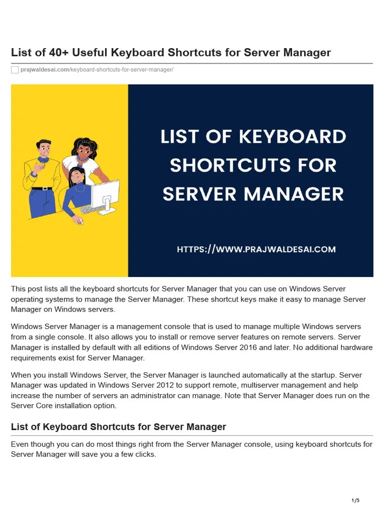 of 40 Useful Keyboard Shortcuts for Server