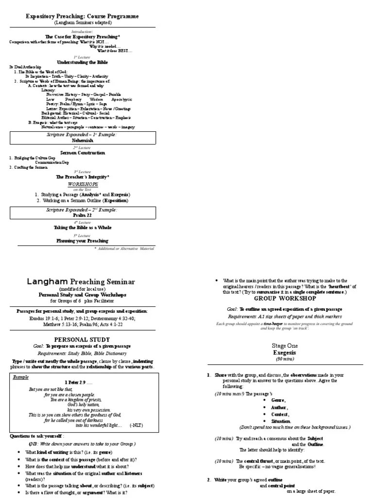 1 Personal Study & Outlines Exegetical Expository
