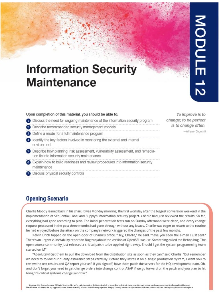 Principles of Information Security 7E_Module 12 PDF Information