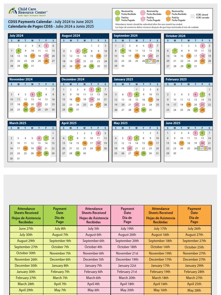 CDSS Payment Calendar July 2024 To June 2025 PDF