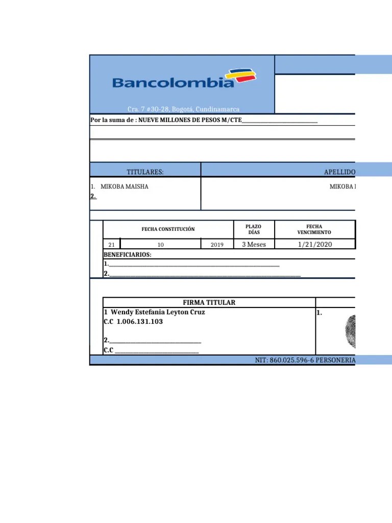 Modelo CDT PDF Sector privado Bancario