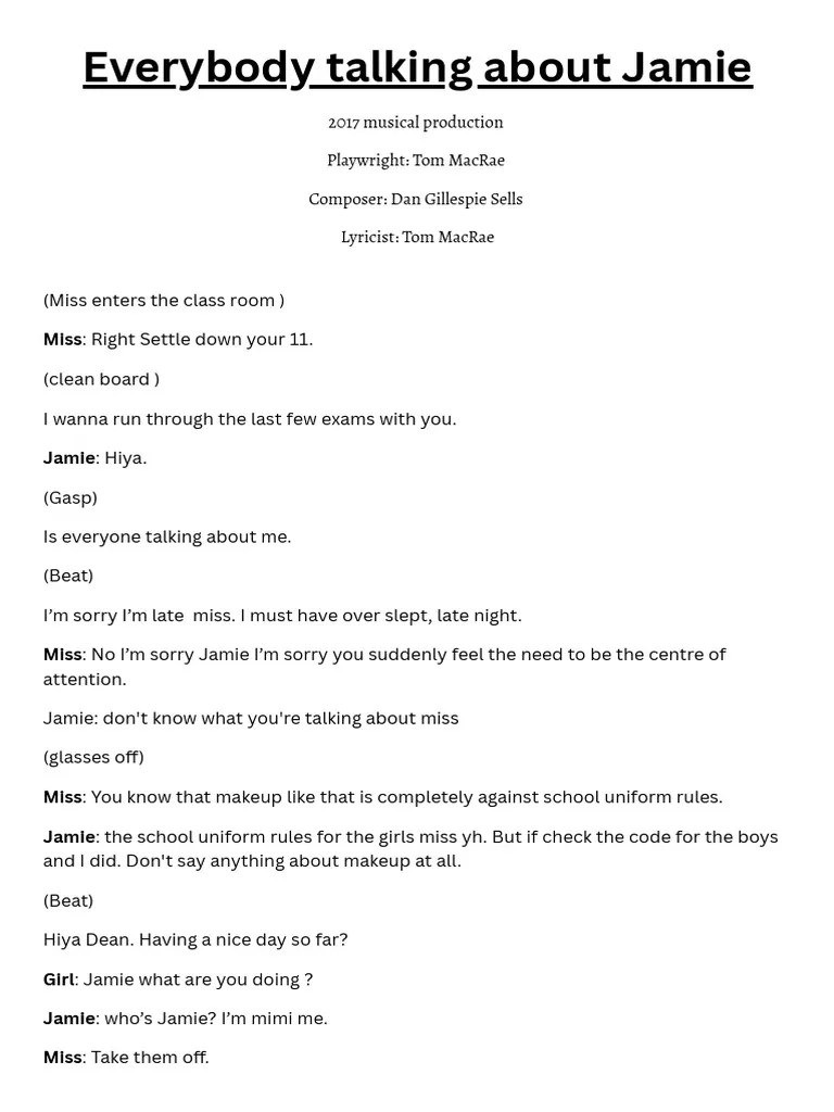 Everyone's Talking About Jamie Script PDF