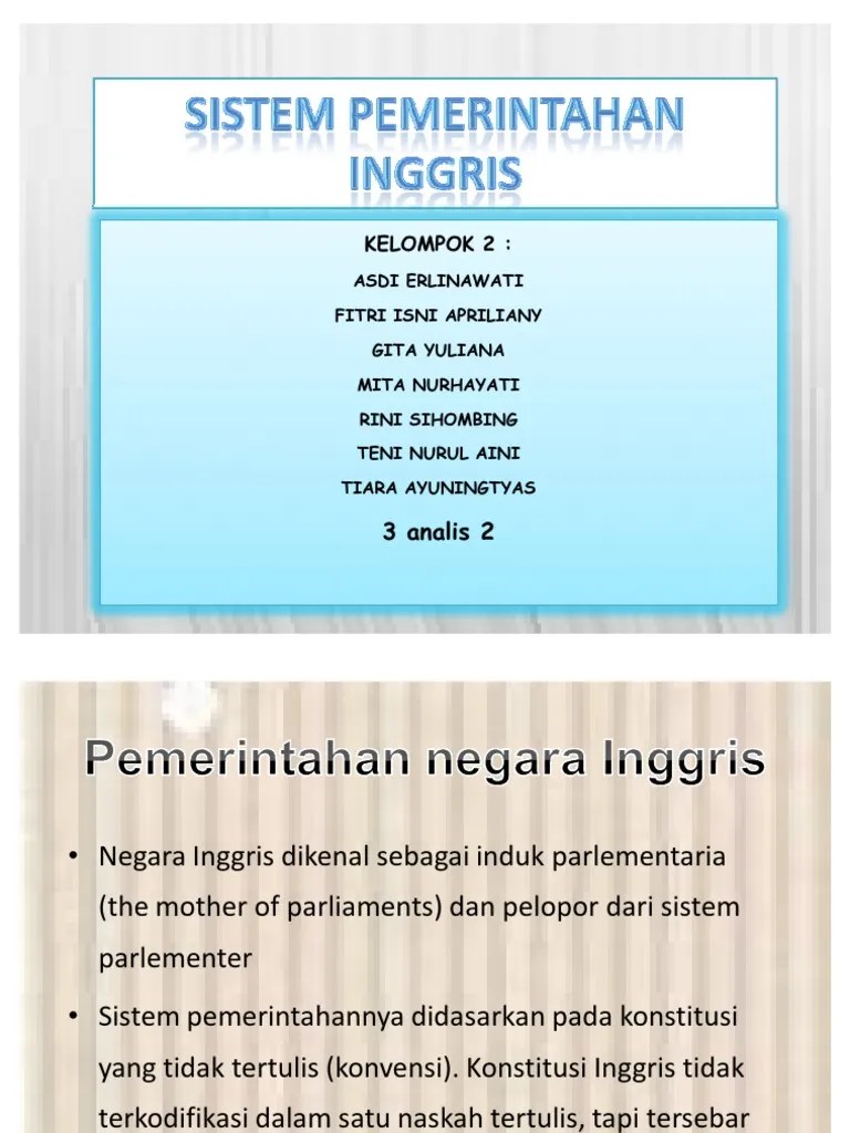 Sistem Pemerintahan Inggris | PDF
