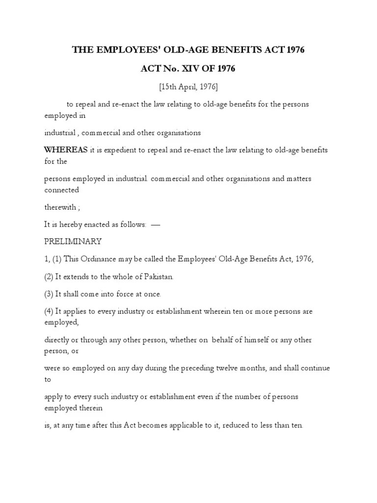 The Employees Old Age Benefit Act Legal Personality Employment