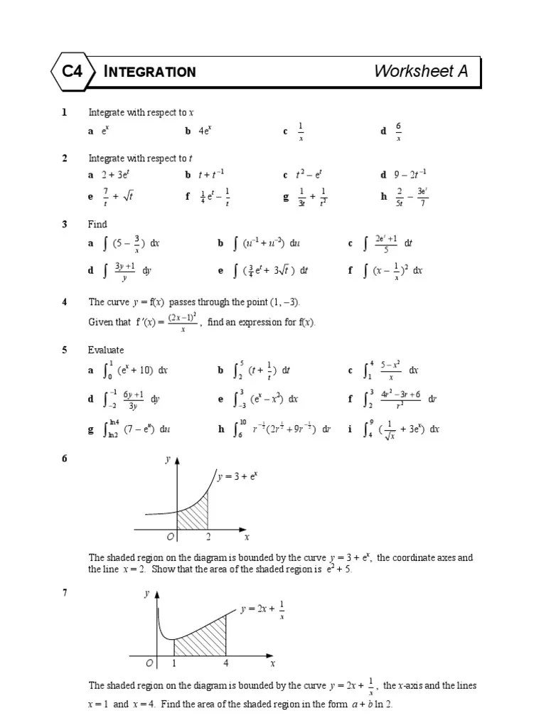 31430201 C4 Integration Worksheet Sine Trigonometric Functions