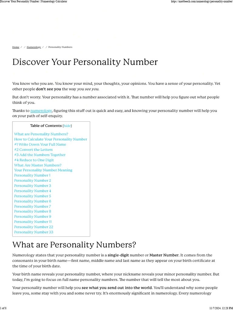 Discover Your Personality Number _ Numerology Calculator PDF
