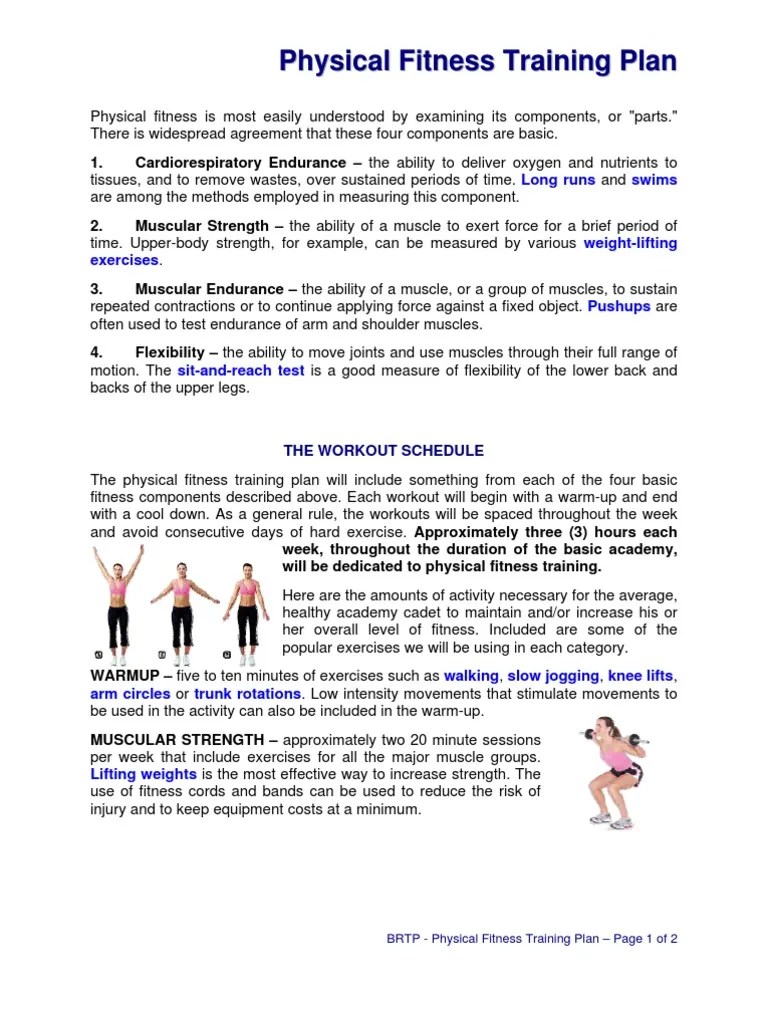 The Physical Fitness Training Plan With 6 Handouts Attached Weight