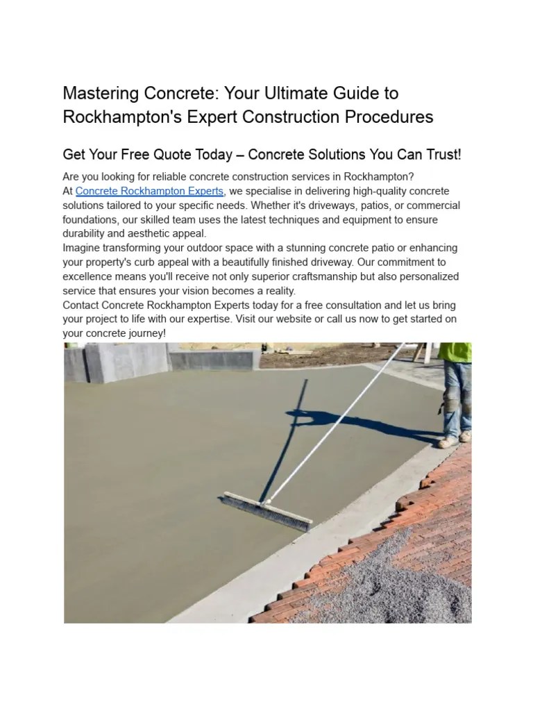 Mastering Concrete Your Ultimate Guide To Rockhamptons Expert