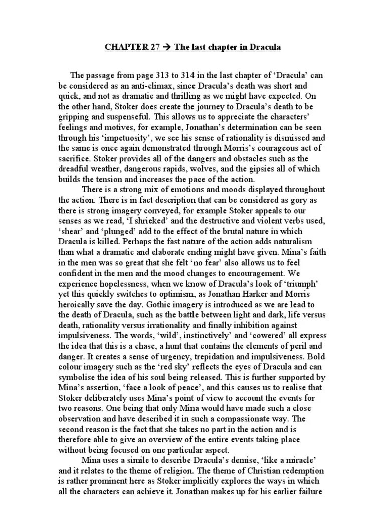 Dracula Last Chapter Count Dracula Dracula
