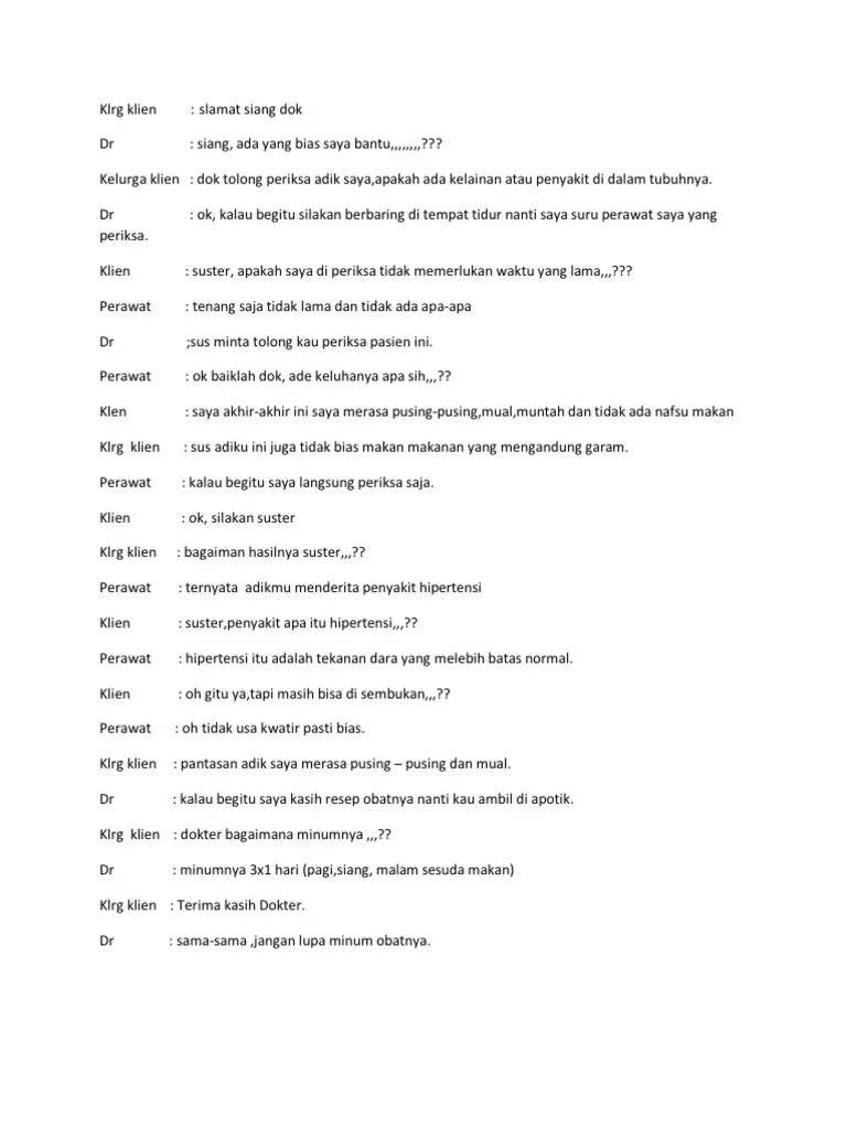 Dialog DR DGN Klien Dan Keluraga Pasien | PDF