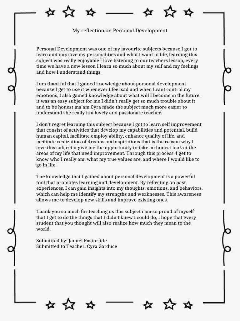 My Reflection On Personal Development PDF