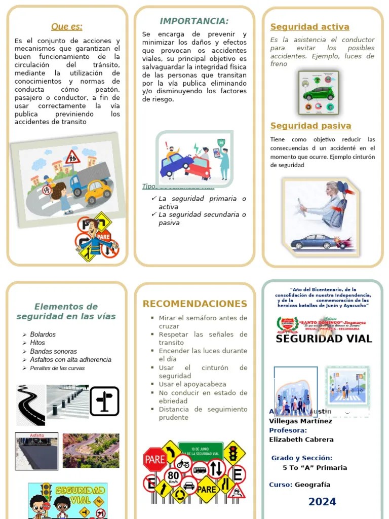 Tríptico sobre Seguridad Vial Infantil PDF Seguridad vial