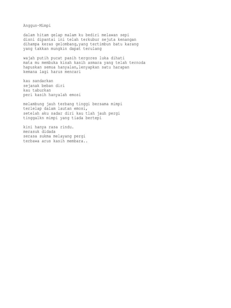 Mimpi Lirik Haqiem Rusli Chord MIMPIGA