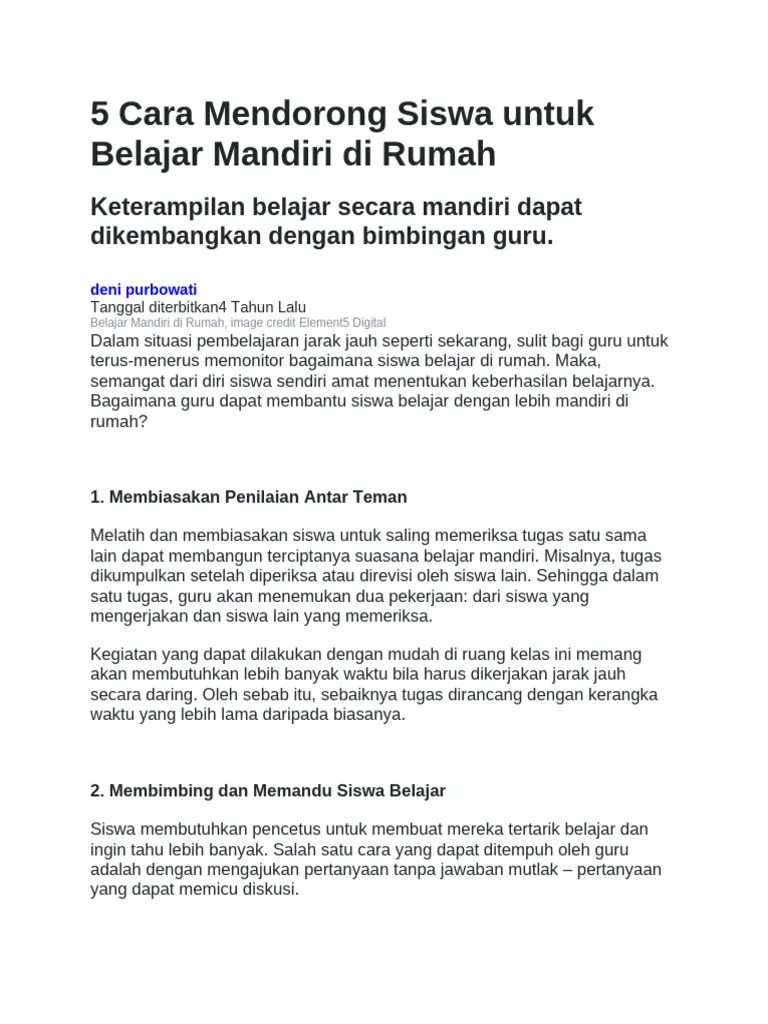 Kunci Sukses Belajar Mandiri Di Rumah