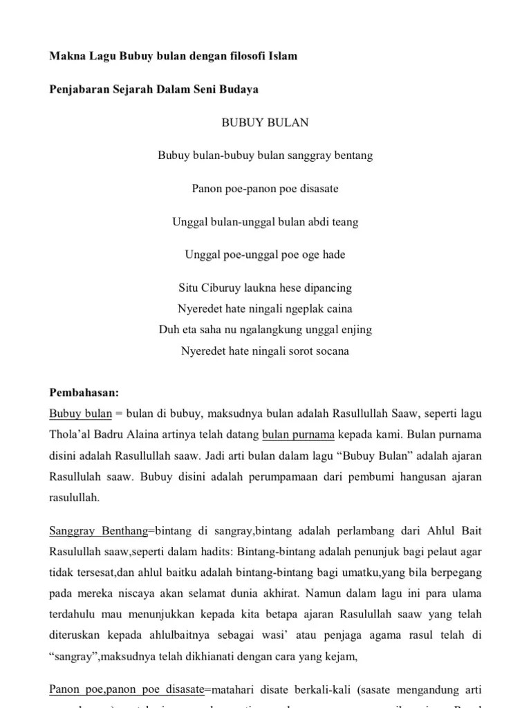 Terjemahan Lagu Bubuy Bulan Ke Dalam Bahasa Indonesia