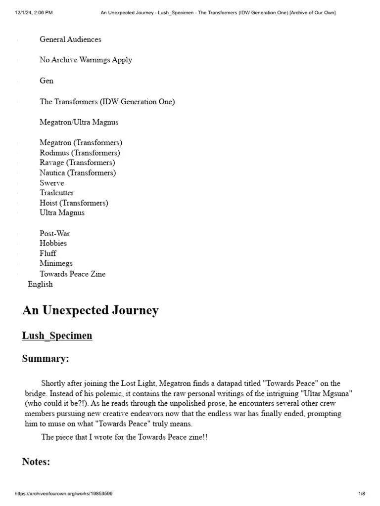 An Unexpected Journey Lush Specimen The Transformers (IDW