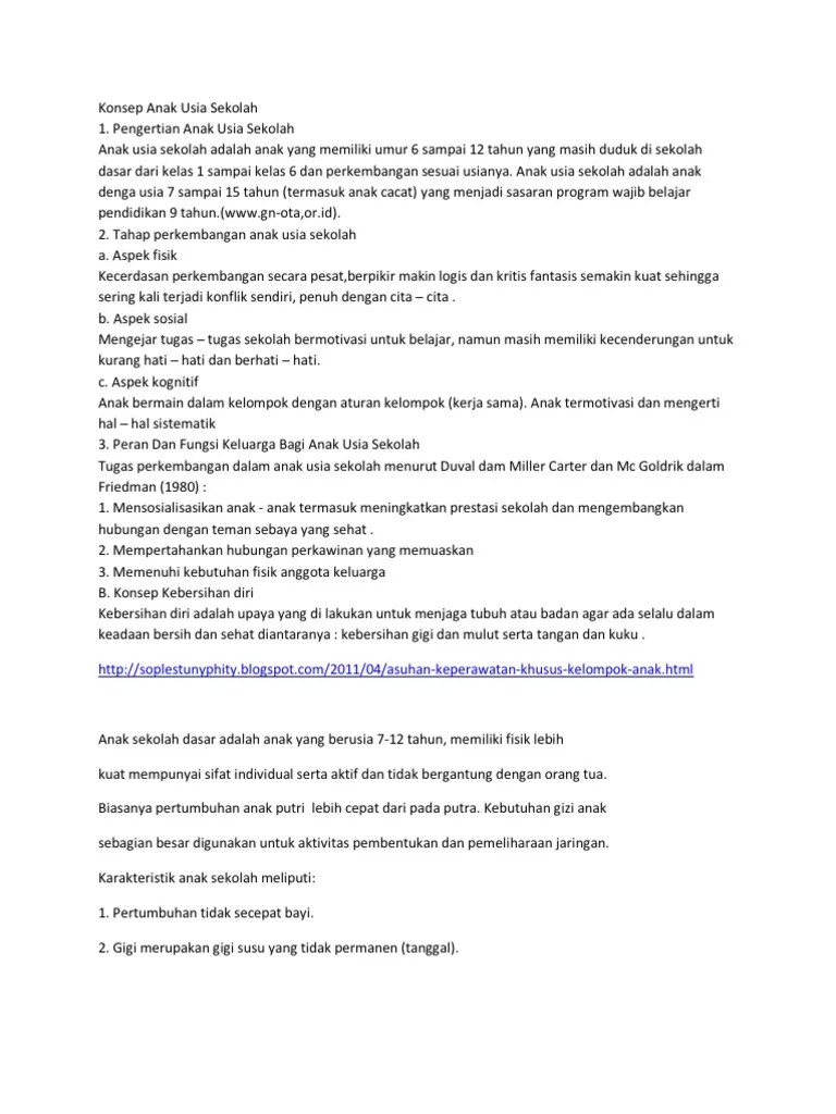 Konsep Anak Usia Sekolah