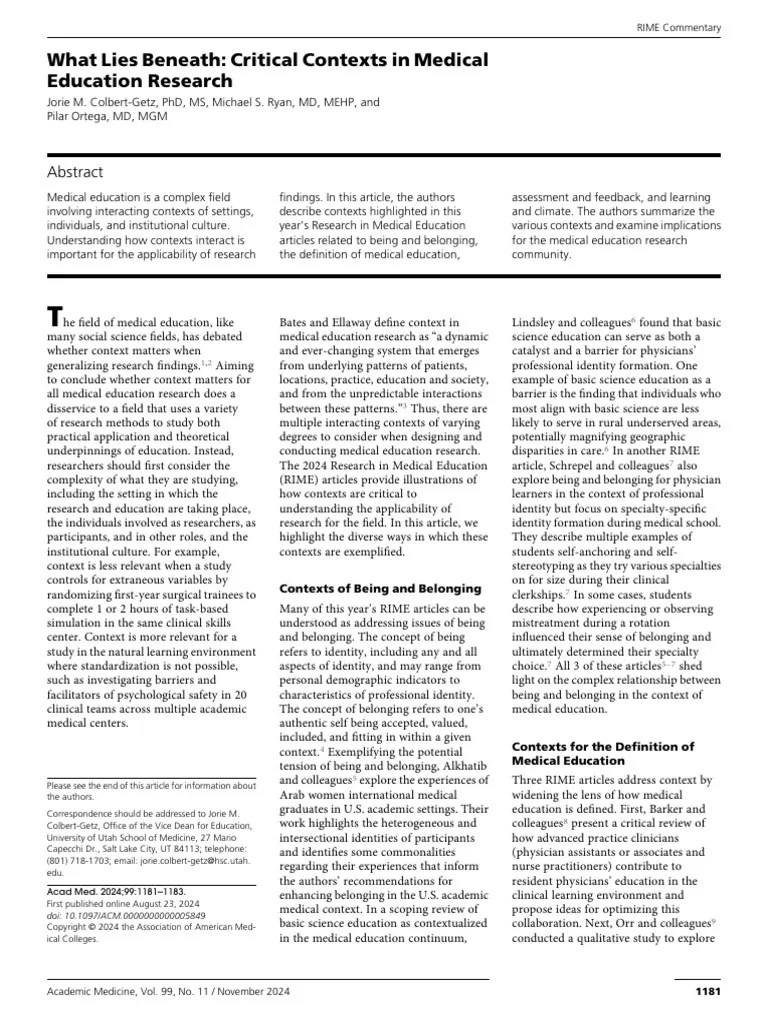 What Lies Beneath Critical Contexts in Medical.9 PDF Medical