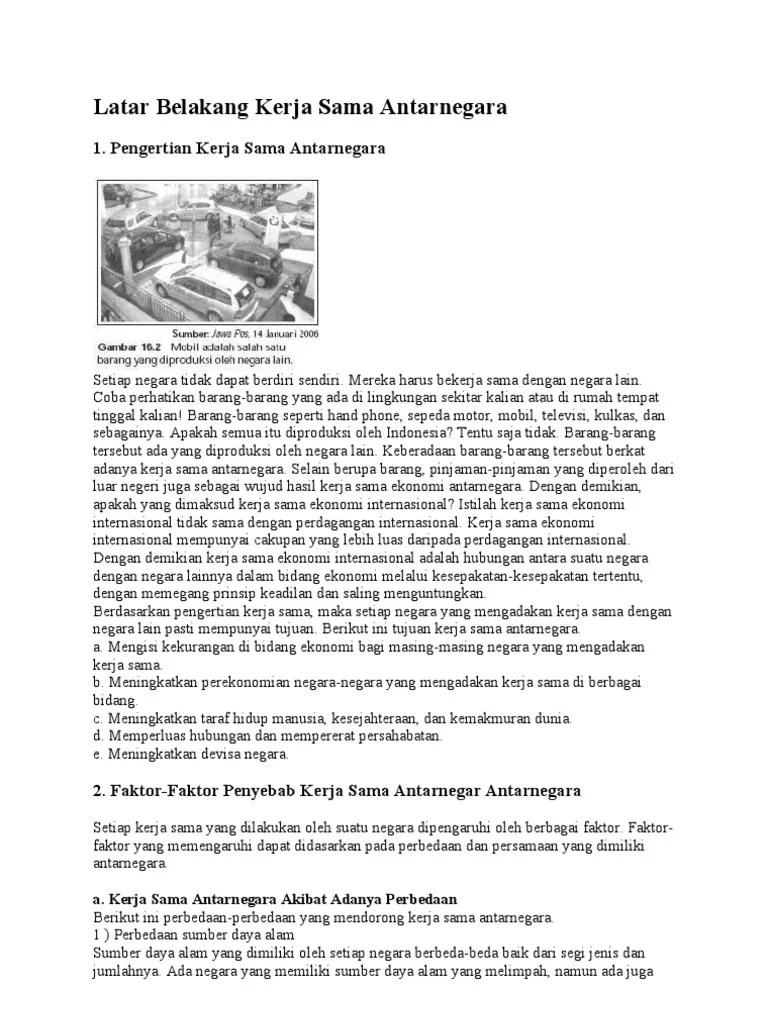 Latar Belakang Kerja Sama Antar Negara | PDF
